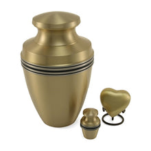 Load image into Gallery viewer, Keepsake Brass Bronze Funeral Cremation Urn for Ashes, 5 Cubic Inches
