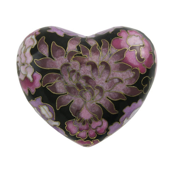 Floral Cloisonne Heart Keepsake Funeral Cremation Urn for Ashes, 3 Cubic Inch