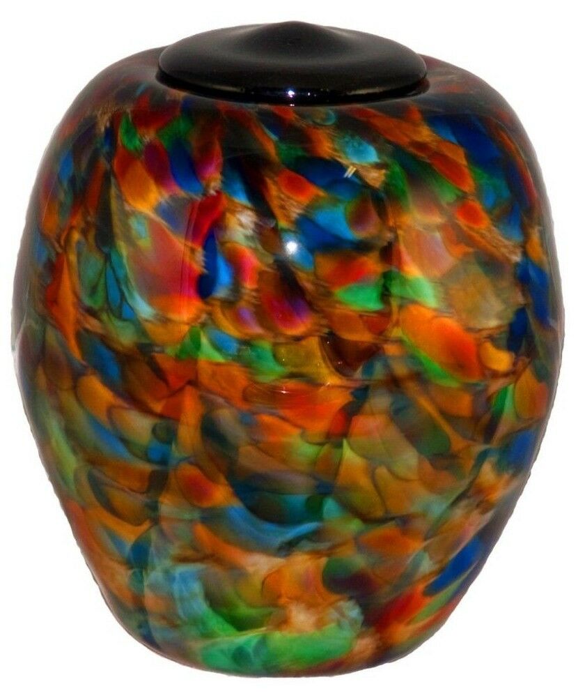 XL/Companion 400 Cubic In Florence Autumn Funeral Glass Cremation Urn for Ashes