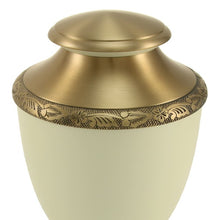 Load image into Gallery viewer, Adult Aluminum &amp; Brass White Funeral Cremation Urn for Ashes, 200 Cubic Inches
