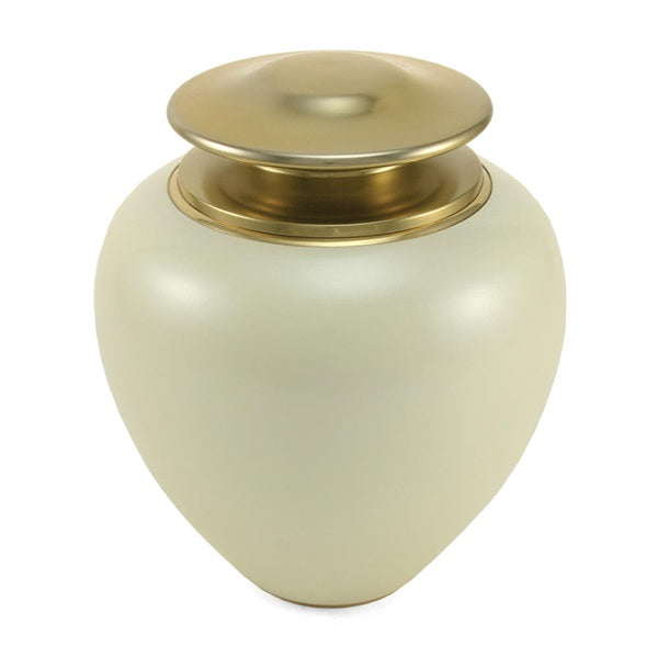 Adult 195 Cubic Inch Brass White Funeral Cremation Urn for Ashes