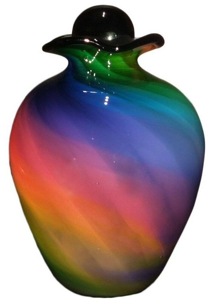 Large/Adult 220 Cubic Inch Rome Rainbow Funeral Glass Cremation Urn for Ashes