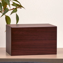 Load image into Gallery viewer, Large Cherry Box Funeral Cremation Urn for Ashes, 200 Cubic Inches
