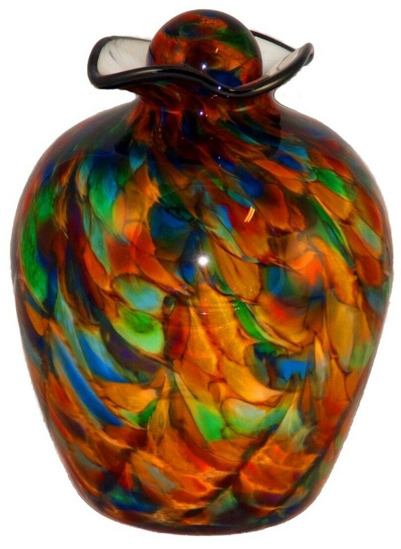 XL/Companion 400 Cubic Inch Rome Autumn Funeral Glass Cremation Urn for Ashes