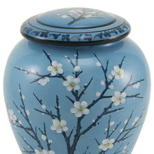 Load image into Gallery viewer, Blue Plum Blossom Ceramic Adult 200 Cubic Inch Funeral Cremation Urn for Ashes
