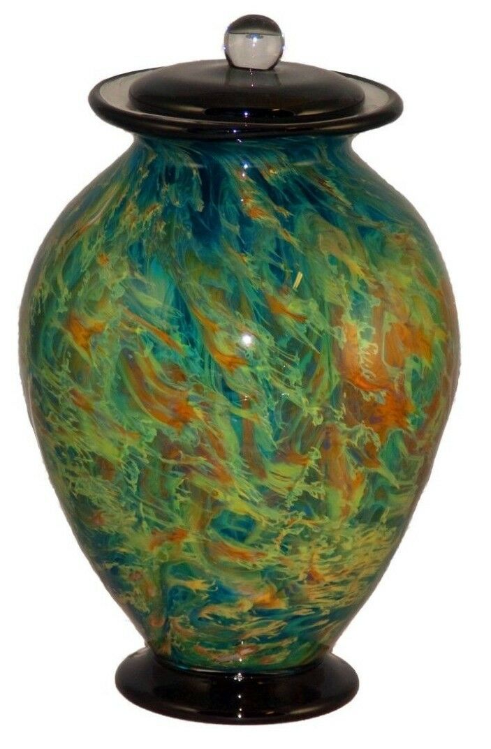 XL/Companion 400 Cubic Inch Venice Nuvole Funeral Glass Cremation Urn for Ashes