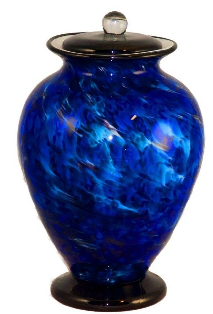 Large/Adult 220 Cubic Inch Venice Water Funeral Glass Cremation Urn for Ashes