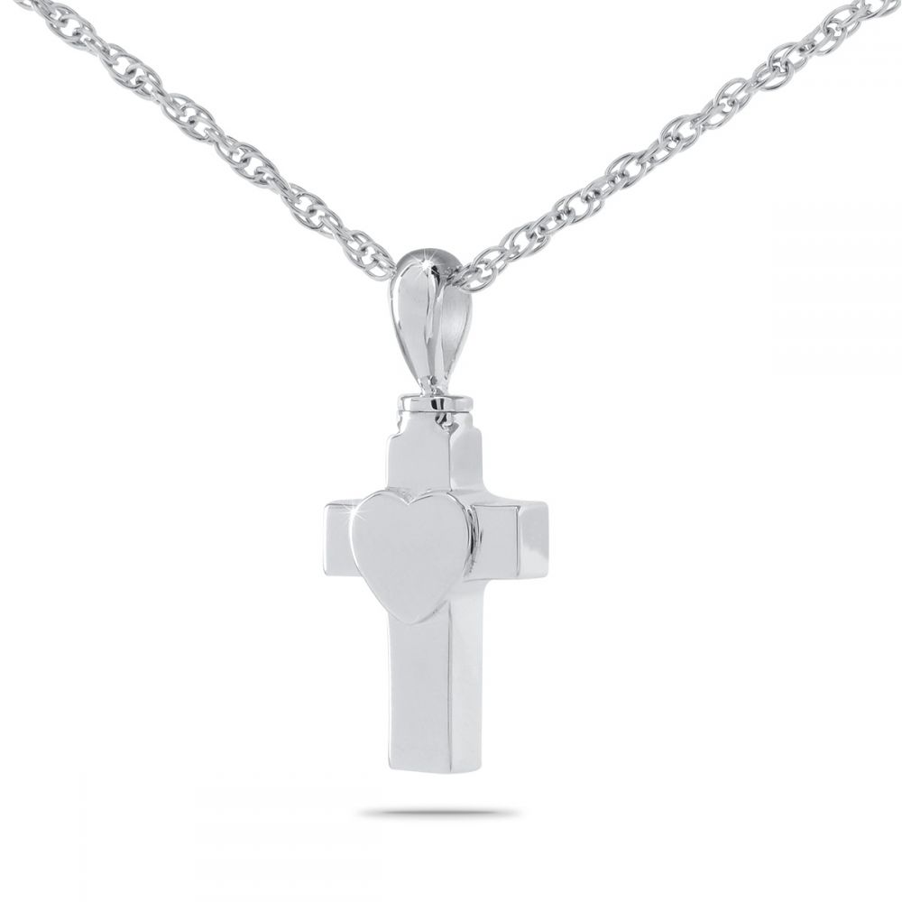 Cross & Heart Stainless Steel Pendant/Necklace Funeral Cremation Urn for Ashes