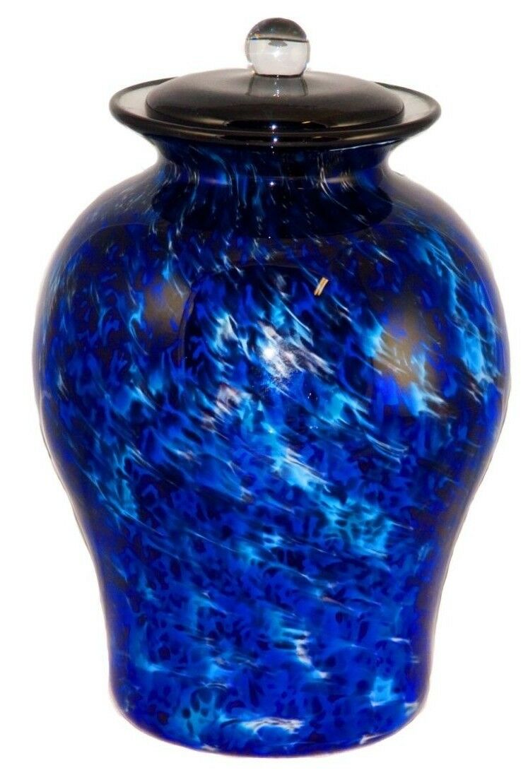 Large/Adult 220 Cubic Inch Palermo Water Funeral Glass Cremation Urn for Ashes