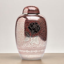 Load image into Gallery viewer, New,Adult Brass Pink Rose Large Funeral Cremation Urn for Ashes,200 Cubic Inches
