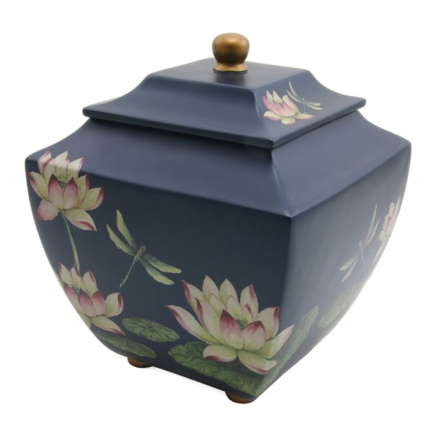 Waterlily Dragonfly Resin Adult 200 Cubic Inch Funeral Cremation Urn for Ashes