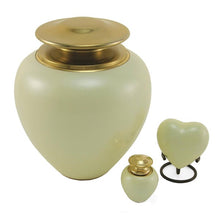 Load image into Gallery viewer, Adult 195 Cubic Inch Brass White Funeral Cremation Urn for Ashes
