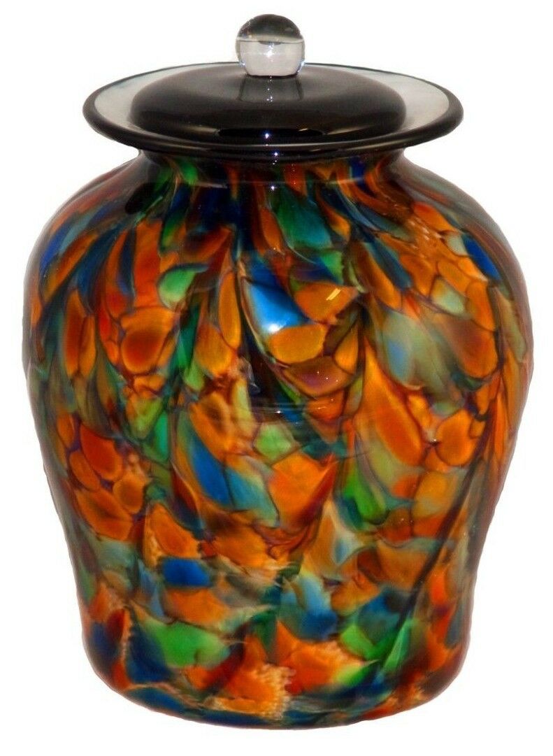 Large/Adult 220 Cubic Inch Palermo Autumn Funeral Glass Cremation Urn for Ashes