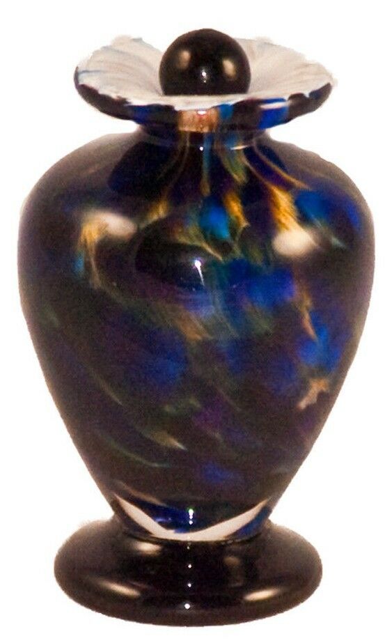 Small/Keepsake 3 Cubic Inch Venice Evening Funeral Glass Cremation Urn for Ashes