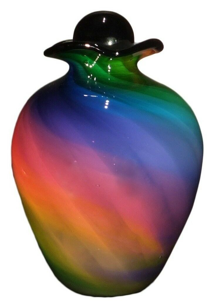 XL/Companion 400 Cubic Inch Rome Rainbow Funeral Glass Cremation Urn for Ashes