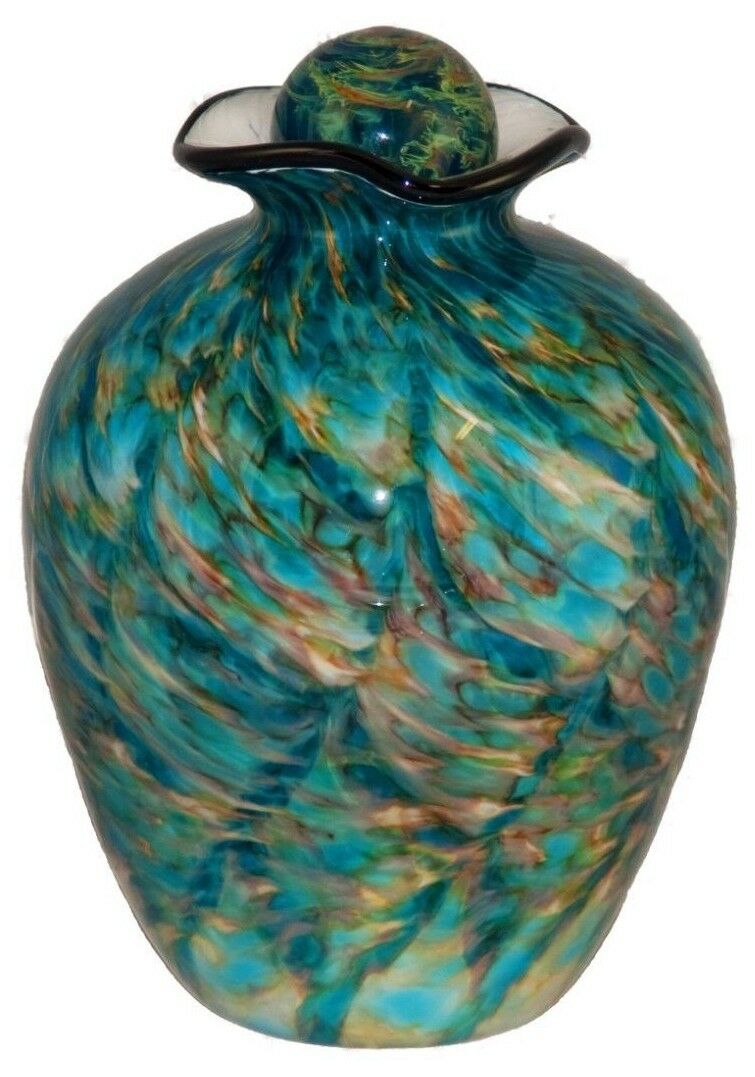 Large/Adult 220 Cubic Inch Rome Aegean Funeral Glass Cremation Urn for Ashes