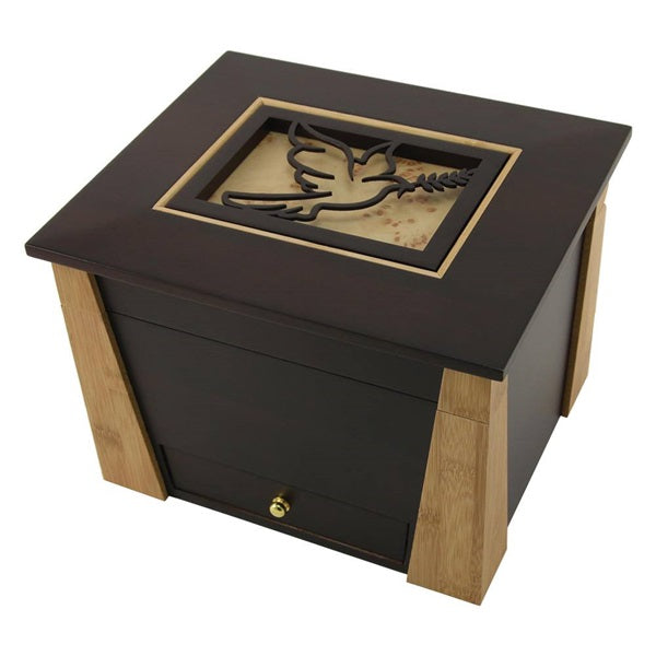 Large 200 Cubic Inch Wood Craftsman Memory Chest Funeral Cremation Urn w/Dove