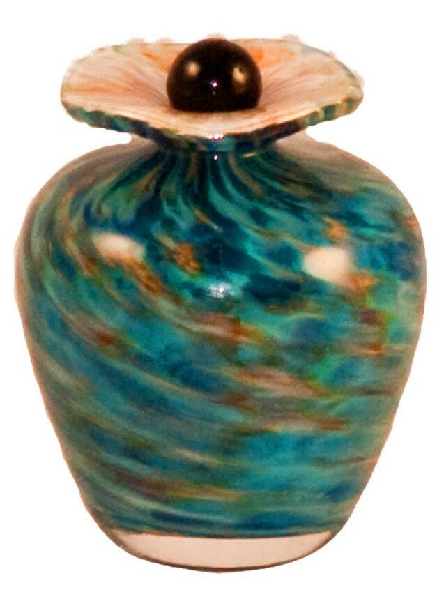 Small/Keepsake 3 Cubic Inch Rome Aegean Funeral Glass Cremation Urn for Ashes