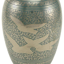 Load image into Gallery viewer, New, Solid Brass Going  Home Adult Funeral Cremation Urn, 210 Cubic Inches
