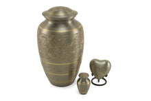 Load image into Gallery viewer, New, Brass Set of 6 Classic Platinum Keepsake Cremation Urns, 5 Cubic Ins each
