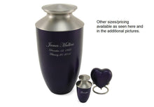 Load image into Gallery viewer, Purple Alloy &amp; Brass Adult 200 Cubic Inch Funeral Cremation Urn for Ashes
