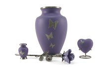 Load image into Gallery viewer, Keepsake Brass Purple Butterfly Funeral Cremation Urn for Ashes, 5 Cubic Inches
