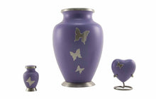 Load image into Gallery viewer, Keepsake Brass Purple Butterfly Funeral Cremation Urn for Ashes, 5 Cubic Inches
