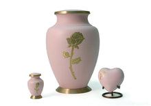 Load image into Gallery viewer, Adult 200 Cubic Inch Brass Pink Funeral Cremation Urn for Ashes
