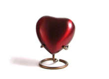 Load image into Gallery viewer, Keepsake Brass Crimson Funeral Cremation Urn for Ashes, 5 Cubic Inches
