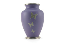 Load image into Gallery viewer, Keepsake Brass Purple Butterfly Funeral Cremation Urn for Ashes, 5 Cubic Inches
