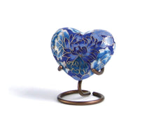 Load image into Gallery viewer, Cloisonne Heart Keepsake Butterfly Funeral Cremation Urn for Ashes, 3 Cubic Inch
