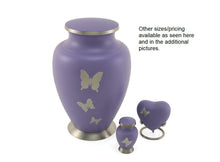 Load image into Gallery viewer, Keepsake Brass Purple Butterfly Funeral Cremation Urn for Ashes, 5 Cubic Inches
