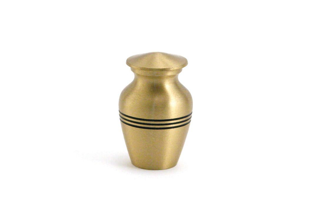 New, Brass Set of 6 Classic Bronze Keepsake Cremation Urns, 5 Cubic Ins each