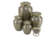 Load image into Gallery viewer, Large/Adult Pewter Brass Paw Print Cremation Urn, 195 cubic inches
