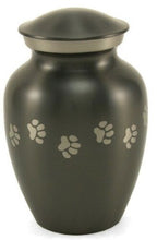 Load image into Gallery viewer, Large/Adult Slate Brass Paw Print Cremation Urn, 195 cubic inches
