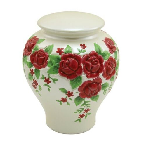 Red Roses, Full Size Urn Funeral Cremation Urn For Ashes