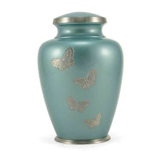 Large/Adult 200 Cubic Inch Meadows Butterfly Brass Funeral cremation Urn