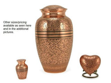 Load image into Gallery viewer, New, Solid Brass Copper Oak Keepsake Funeral Cremation Urn, 5 Cubic Inches
