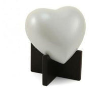 Load image into Gallery viewer, New Brass Pearl White Arielle Heart Funeral Cremation Urn w/stand,20 Cubic inch
