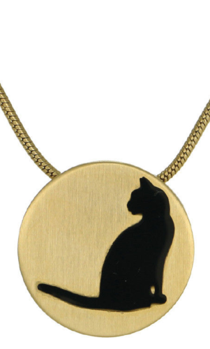Stainless Steel Bronze Pendant w/Cat and Chain Funeral Cremation Urn for Ashes